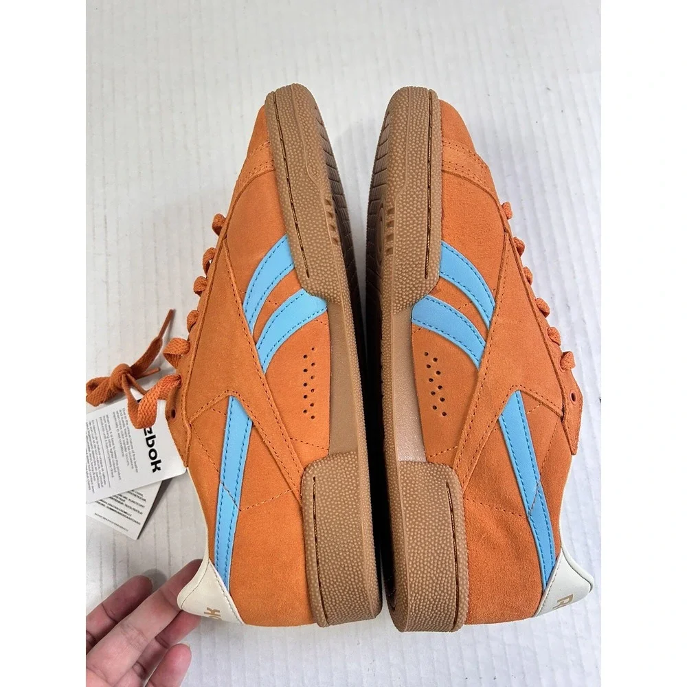 Reebok Club C 85 Mens Burnt Orange Light Blue Suede‎ Sneakers 7 Retro Skater Low